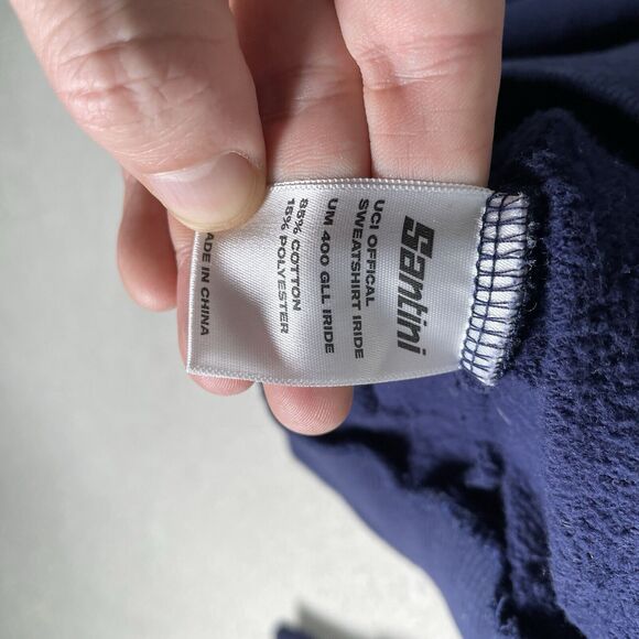 Santini UCI iRide Sweatshirt Mens Medium Blue Crew Neck Cycling Collab - Picture 13 of 16